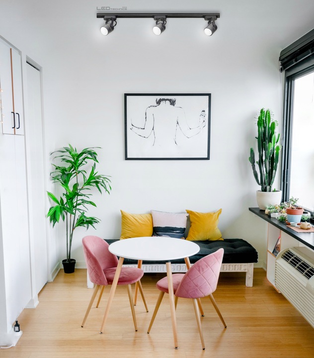 Zestaw 4x SPOT REFLEKTOR RUCHOMY CZARNY NA GU10 + SZYNOPRZEWÓD Szyna