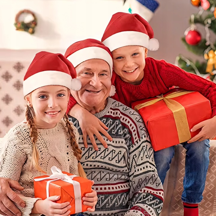 2X CZAPKA ŚWIĘTEGO MIKOŁAJA Z POMPONEM PLUSZ KOSTIUM ŚWIĄTECZNY STRÓJ