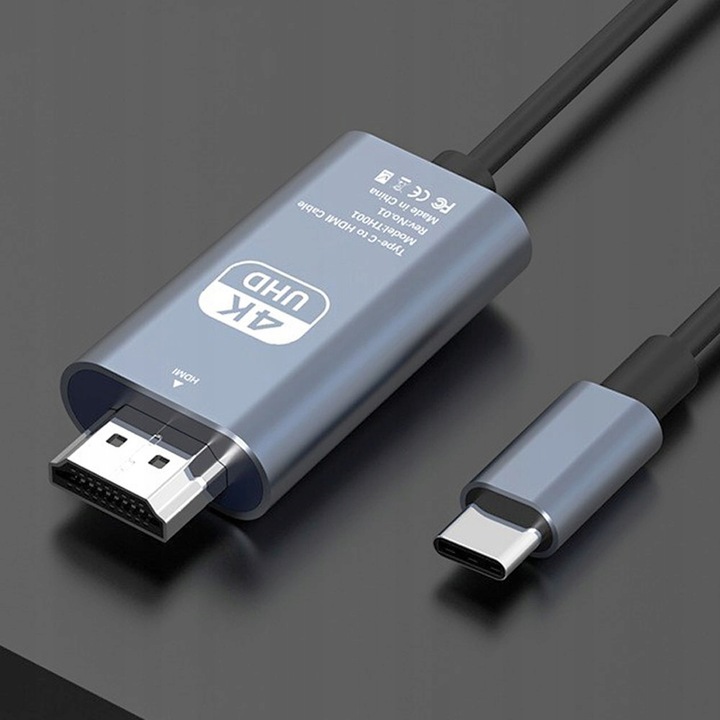 Kabel przewód adapter USB-C na HDMI MHL 4K/30Hz 2M do laptopa telefonu