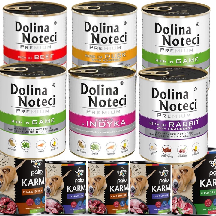 DOLINA NOTECI PREMIUM PAKO MIX SMAKÓW KARMA MOKRA PSA PSÓW 800g x 12 SZTUK