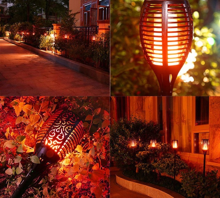4x Lampa solarna LED POCHODNIA efekt OGIEŃ PŁOMIEŃ