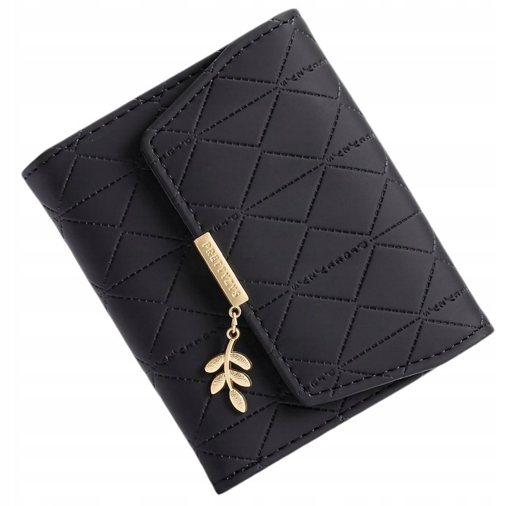 PORTFEL Damski CZARNY Mały Elegancki na Monety Karty Gotówkę Zdjęcie