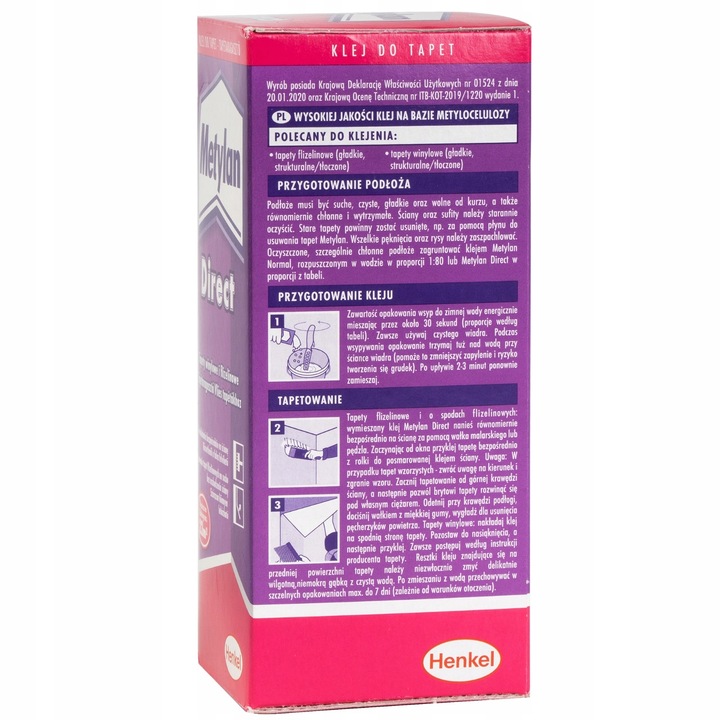 KLEJ DO TAPET NA FLIZELINIE WINYLOWYCH METYLAN DIRECT 200G
