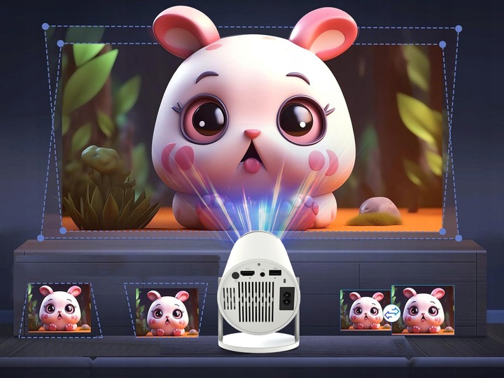 PRZENOŚNY MINI PROJEKTOR ANDROID 12 WiFi RZUTNIK 360 FULL HD 4K Bluetooth