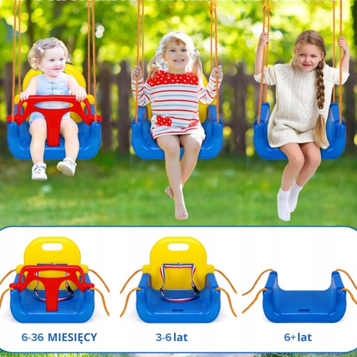 Huśtawka Ogrodowa Modułowa domowa dla Dzieci 3w1 Mocna na Linach