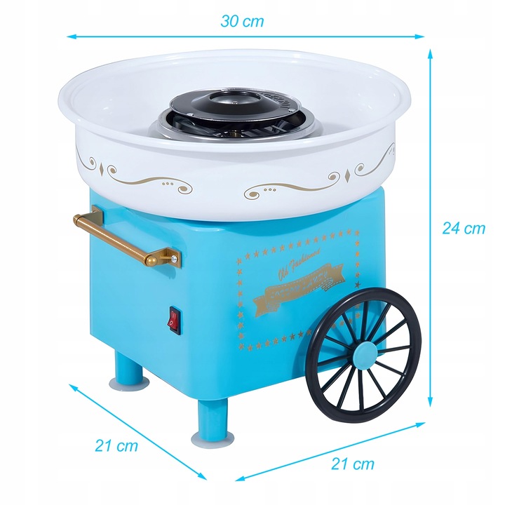 MASZYNA DO WATY CUKROWEJ DOMOWA WATA CUKROWA MASZYNKA WÓZEK + PATYCZKI