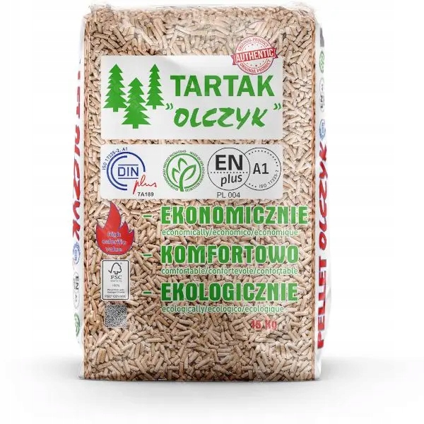 EKOLOGICZNY OPAŁ PELLET DRZEWNY OLCZYK 6mm ENplus A1 DINplus 15KG