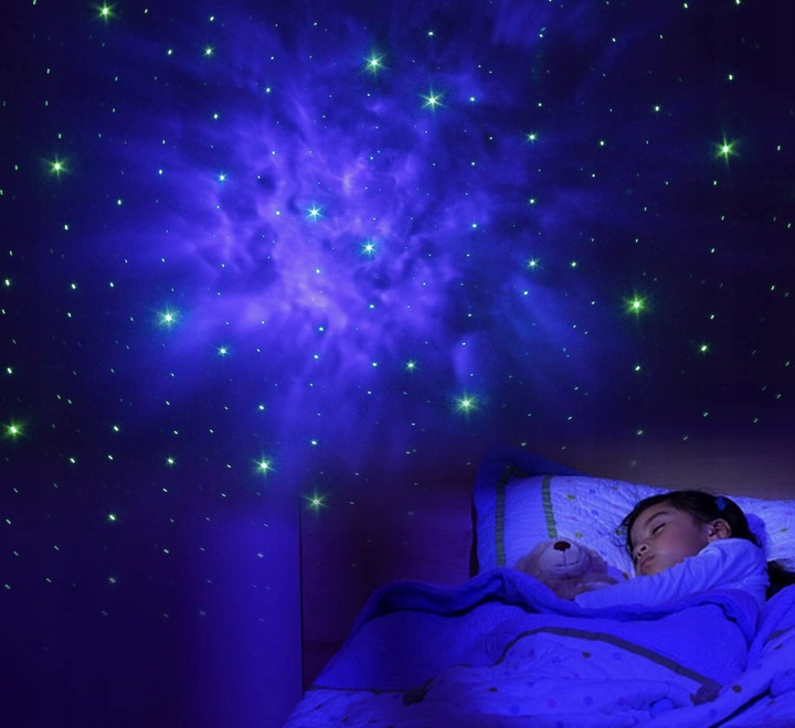 LAMPKA NOCNA LED PROJEKTOR GWIAZD NIEBA STAR LASEROWY Z GŁOŚNIKIEM + PILOT