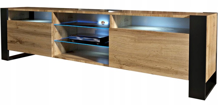 Szafka RTV pod telewizor LOFT 200 200cm loftowa dąb wotan LED