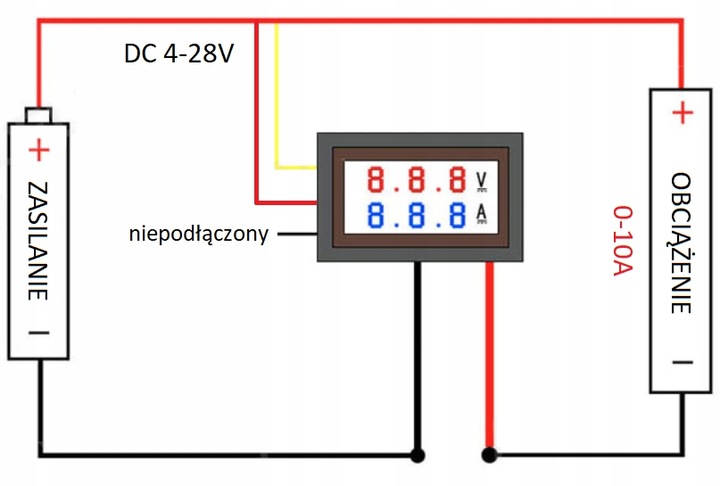 AMPEROMIERZ WOLTOMIERZ PANELOWY 50A 100V NAPIĘCIE PRĄDU STAŁEGO DC 60mV LCD