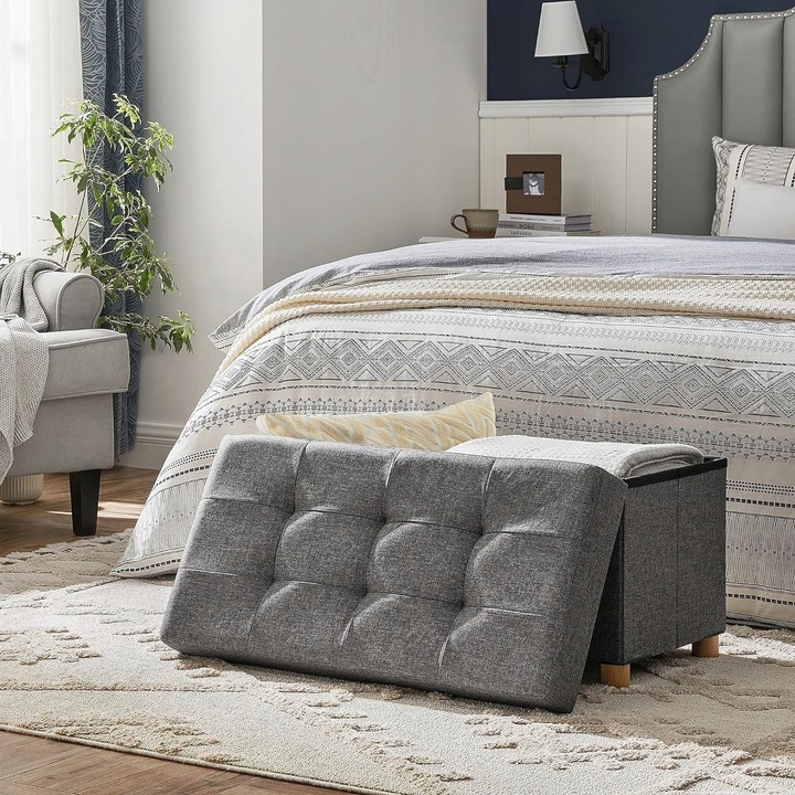 Ławka ZE SCHOWKIEM do siedzenia 76 x 40 x 38 PUFA podnóżek TABORET