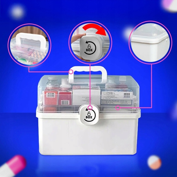 Organizer na leki skrzynka kuferek pojemnik tabletki zamykany