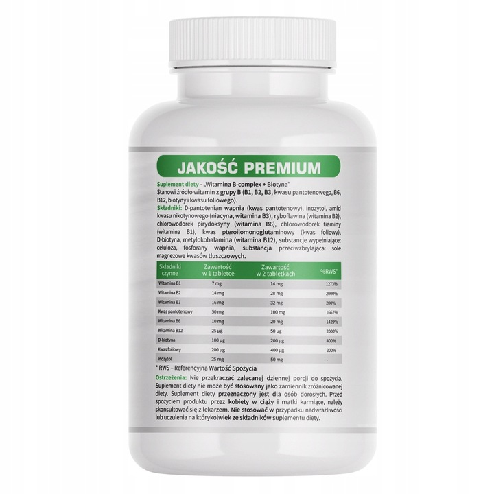 Witamina B-complex B1 B2 B3 B5 B6 B12 + BIOTYNA