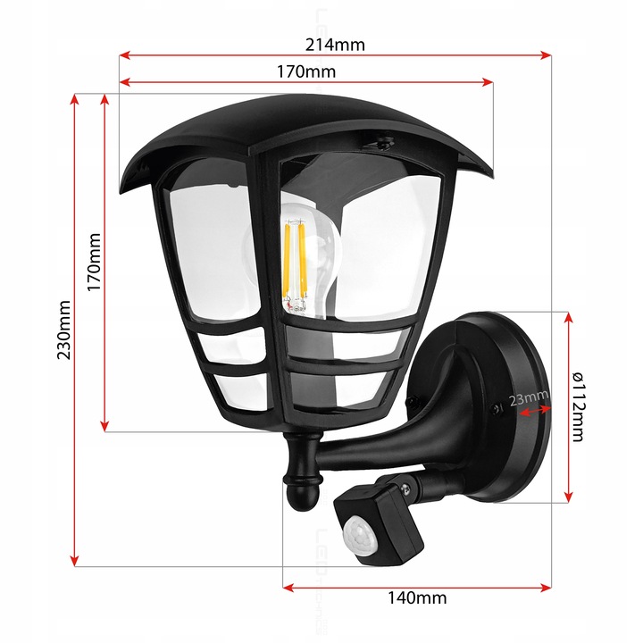 Lampa elewacyjna ogrodowa kinkiet zewnętrzny CZUJNIK RUCHU ZMIERZCHU