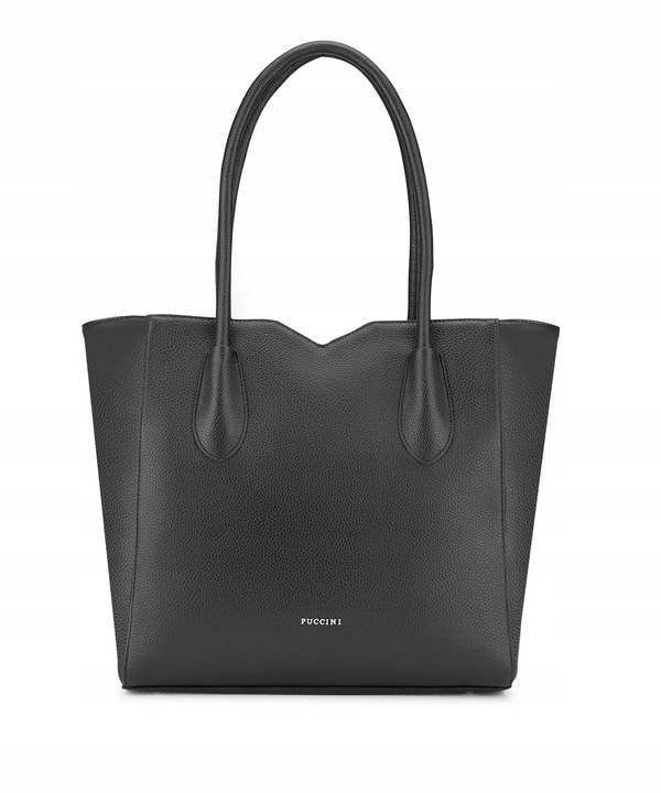 Torebka Shopper Damska PUCCINI Duża Mieści A4 Czarna Z Wycięciami BML053D-1