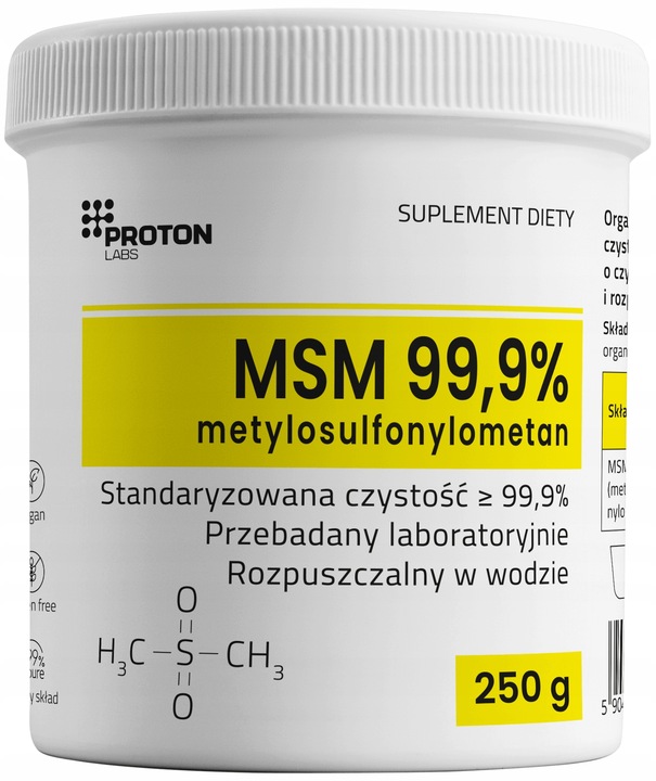 Proton Labs MSM 99,9% PURE Siarka Organiczna Czysty Proszek 250g NA STAWY