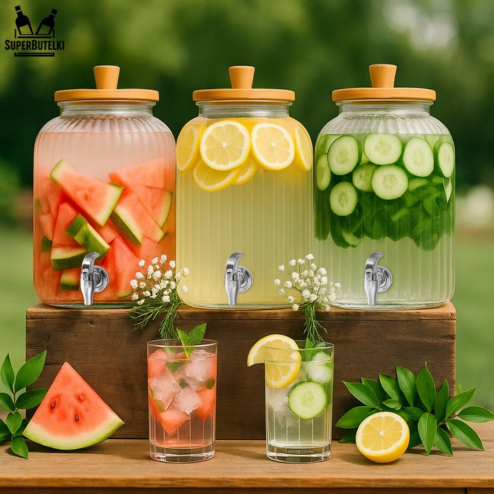 Słoik z kranikiem 5L duży słój szklany z kranem dzbanek dystrybutor wody