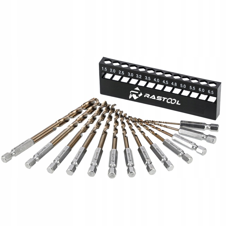 ZESTAW WIERTŁA DO WKRĘTARKI HSS KOBALTOWE 5% HEX BIT METAL INOX 13SZT