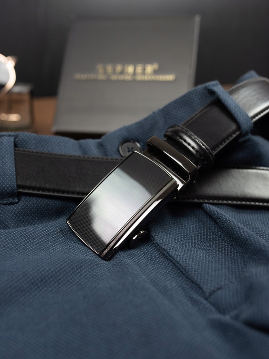 Pasek Skórzany SEPHER męski Automat CZARNY spodni