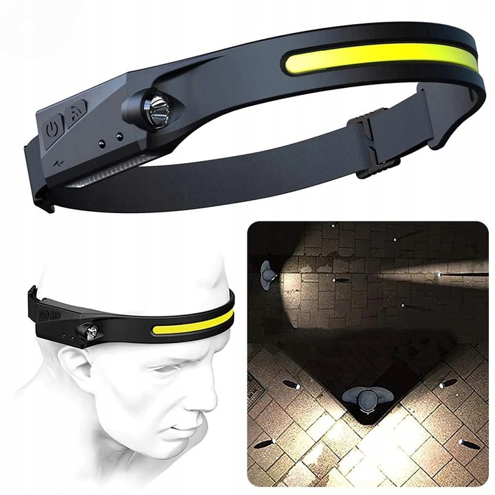 MOCNA LATARKA CZOŁOWA LED REFLEKTOR NA GŁOWĘ COB CZOŁÓWKA