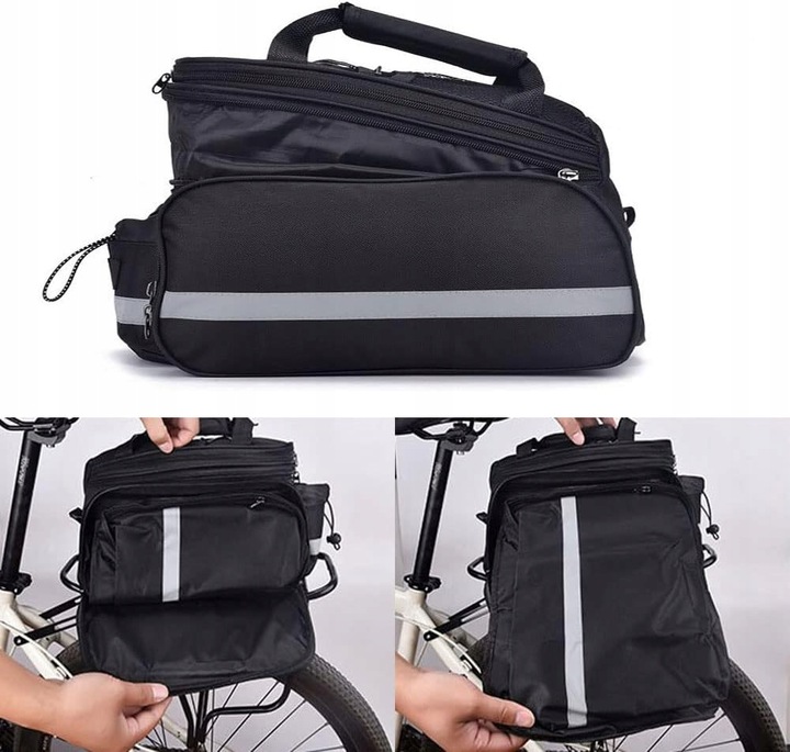 TORBA SAKWA ROWEROWA NA ROWER BAGAŻNIK + POKROWIEC Pojemna Wygodna Solidna