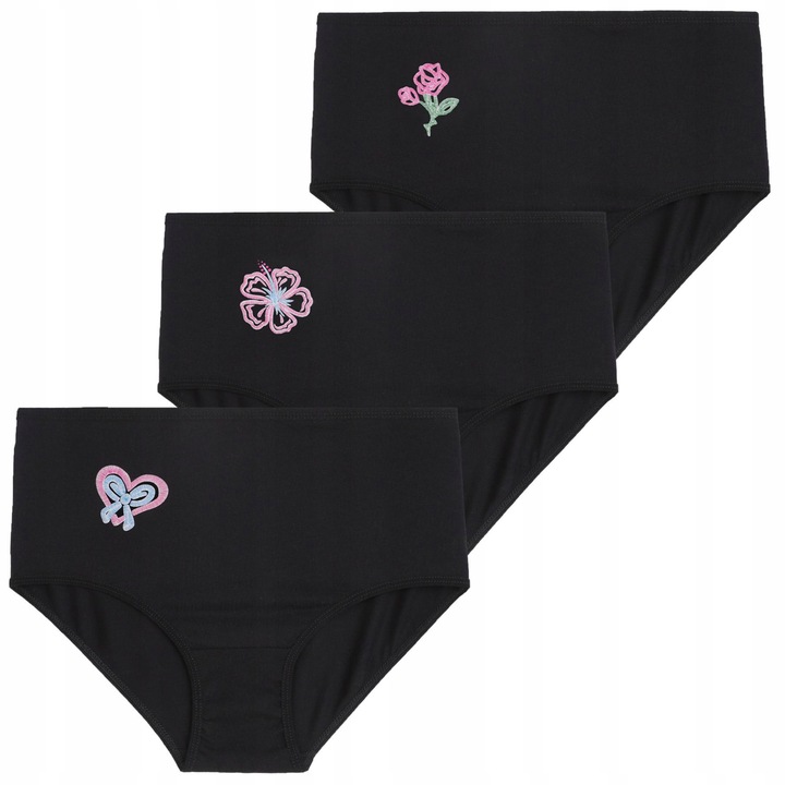 3x Figi Majtki Damskie Maxi Bikini Wysoki Stan Maxi Czarne MORAJ 3XL