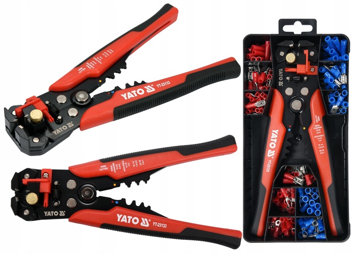 YATO ŚCIĄGACZ IZOLACJI SZCZYPCE Z ZESTAWEM KONEKTORÓW 205 MM 191 EL.