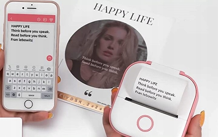 Phomemo T02 mini drukarka termiczna do zdjęć notatek etykiet różowa