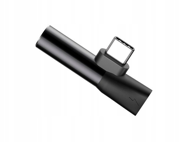 Adapter Audio Baseus USB-C do Mini Jack 3.5mm + USB-C (czarny)