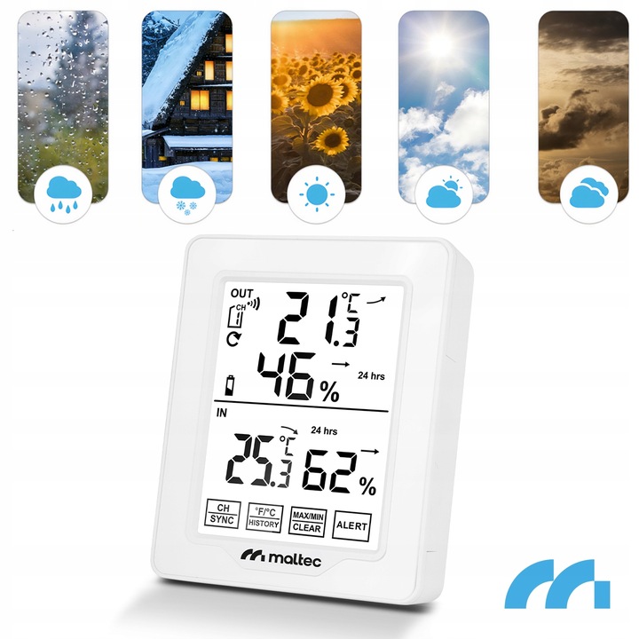 STACJA POGODOWA BEZPRZEWODOWA TERMOMETR HIGROMETR CZUJNIK ZEWNĘTRZNY