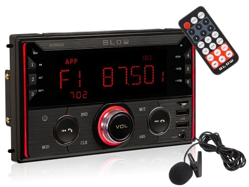 RADIO SAMOCHODOWE 2-DIN BLUETOOTH USB SD RDS LCD RGB MIKROFON PILOT ZESTAW