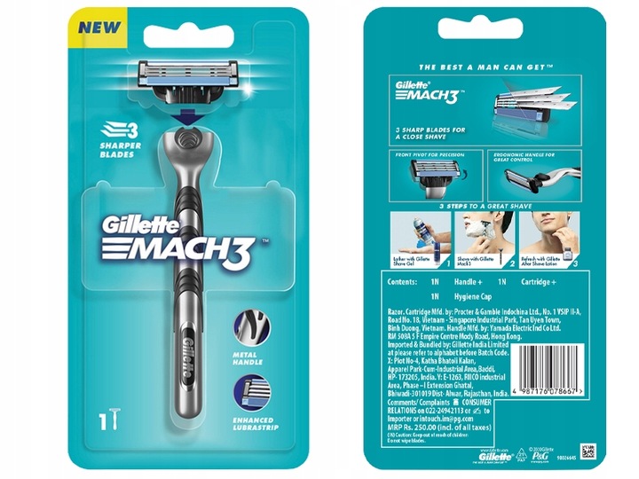 MASZYNKA DO GOLENIA GILLETTE MACH 3 + 5 ZAPASOWYCH OSTRZY GILLETTE MACH3