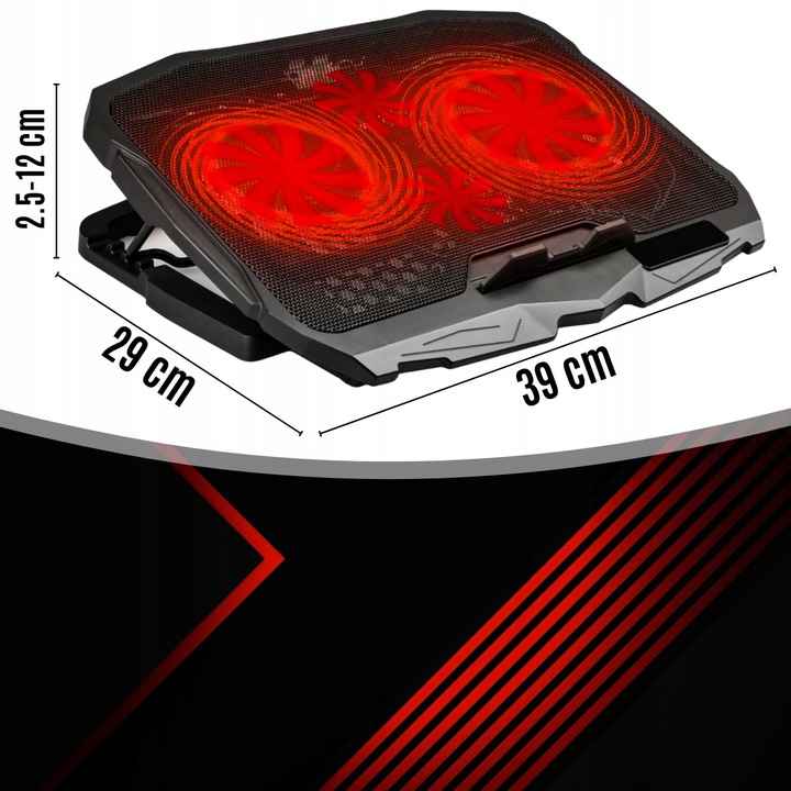 PODSTAWKA CHŁODZĄCA POD LAPTOPA WIATRAK DO KOMPUTERA NOTEBOOKA RGB 12-17"