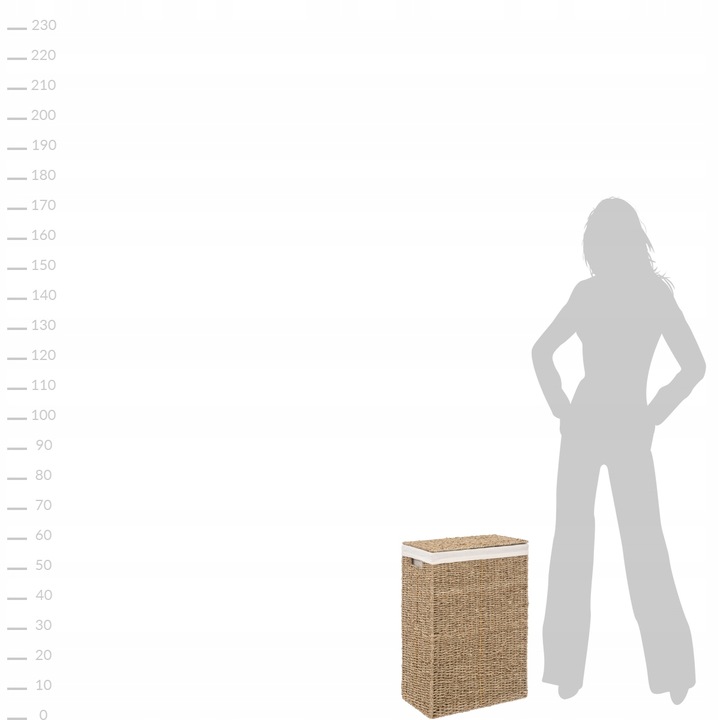 KOSZ NA PRANIE BEŻOWY PLECIONY POJEMNIK ŁAZIENKOWY BOHO 45 L 38X22X55 CM