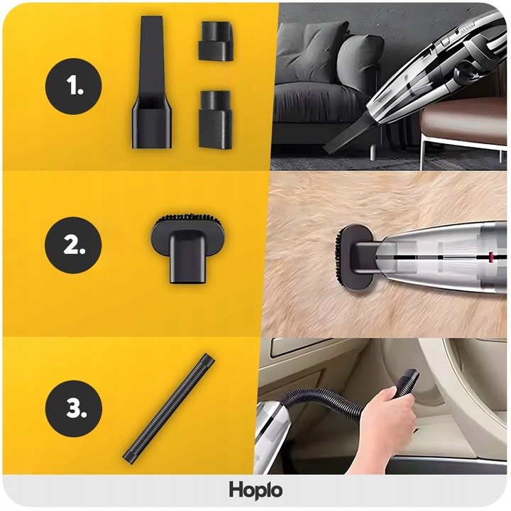 ODKURZACZ SAMOCHODOWY Bezprzewodowy AKUMULATOROWY Ręczny 120W HEPA