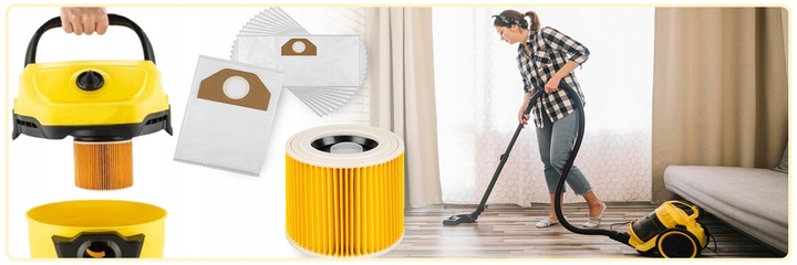 10x WORKI DO ODKURZACZA KARCHER WD3 WD2 SE4001 PLUS KWD V-17 V-15 V12 FILTR