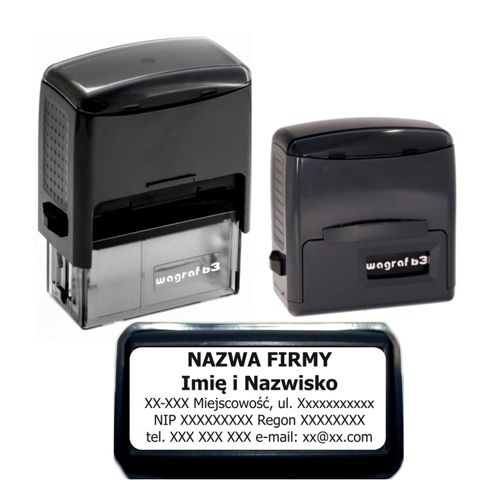 Pieczątka firmowa Wagraf B3s do 6 linii tekstu 12-kolorów obudowy