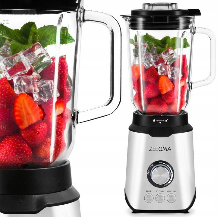 BLENDER KIELICHOWY SZKLANY 1,75L DUŻY sok warzyw owoców koktajli KRUSZY LÓD