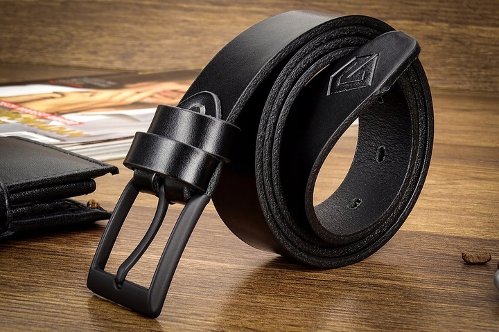 PASEK MĘSKI GRACIO CZARNA KLAMRA KLASYK Skórzany