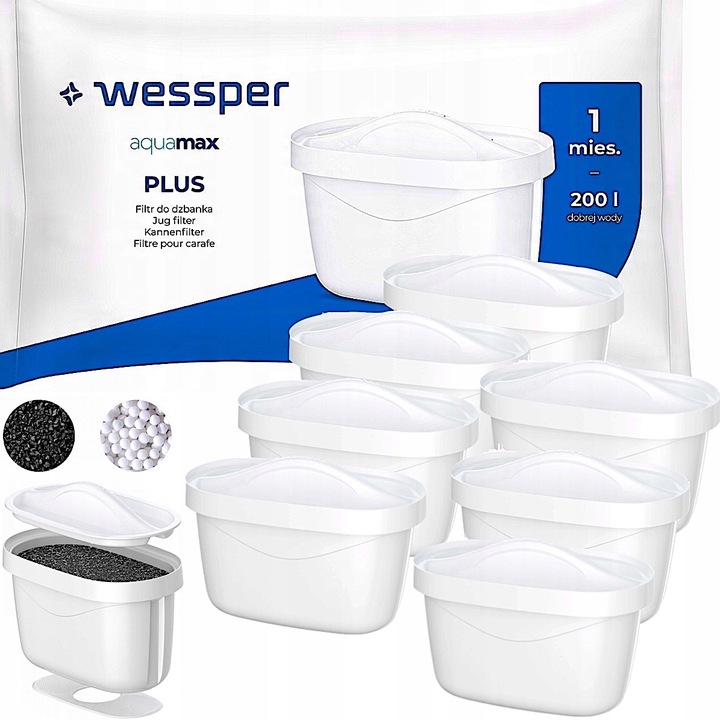 7x FILTR WESSPER AQUAMAX PLUS AQUA MAX Plus do WODY do DZBANKA BRITA