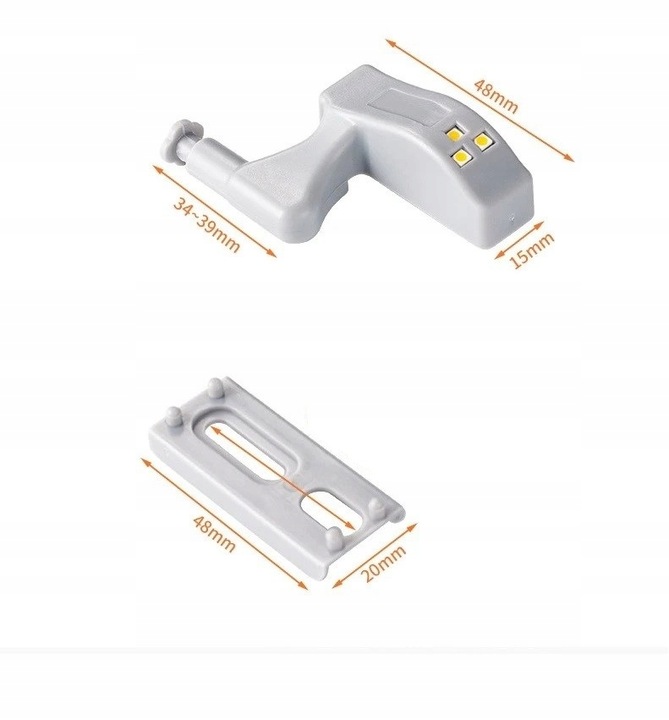 10x LAMPKA LED DO SZAFKI NA ZAWIAS DRZWI + BATERIA