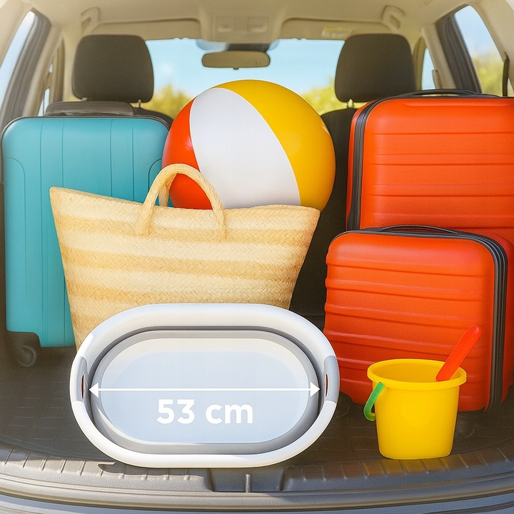 Kosz na pranie składany silikonowy szary 24L wąski YOKA HOME