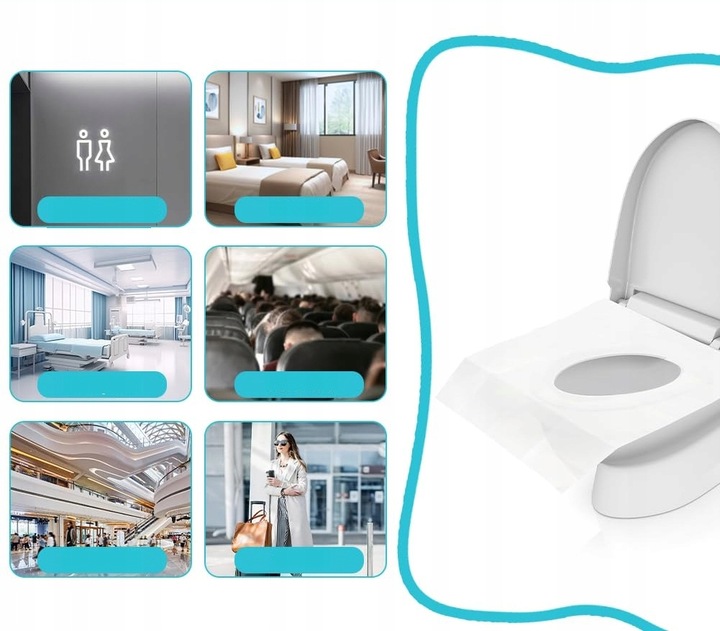 JEDNORAZOWE NAKŁADKI NA DESKĘ SEDESOWĄ SEDES TOALETOWE WC PODKŁADKI 60