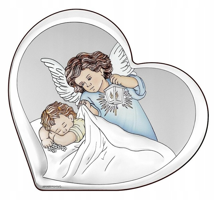 Obrazek Srebrny Pamiątka Chrztu Świętego Prezent na Chrzest + DEDYKACJA