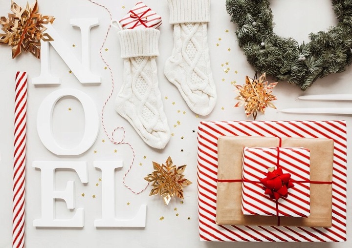 SKARPETA na kominek BIAŁA ecru ŚWIĄTECZNA dł.34cm