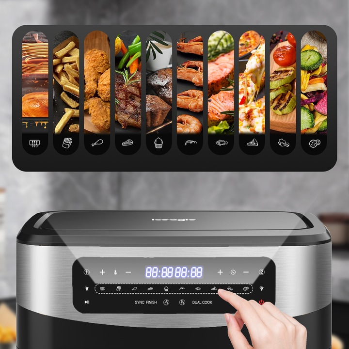 Iceagle Frytkownica dwustrefowa na gorące powietrze KDF5511D 12L 2600W