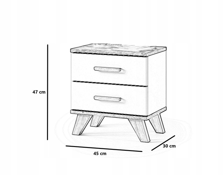 Szafka Nocna Stolik Nocny 45x35cm 2 SZUFLADY do Sypialni Dąb Wotan