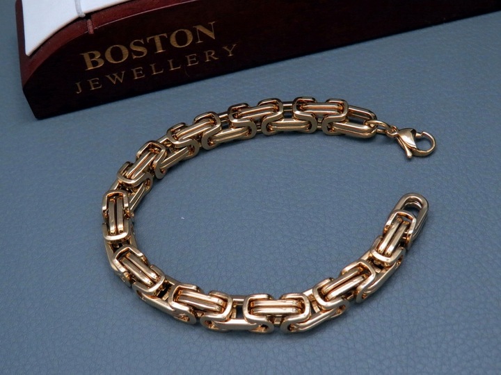 ZŁOTY ŁAŃCUSZEK Z BRANSOLETKĄ SPLOT KRÓLEWSKI 8MM STAL CHIRURGICZNA PREMIUM