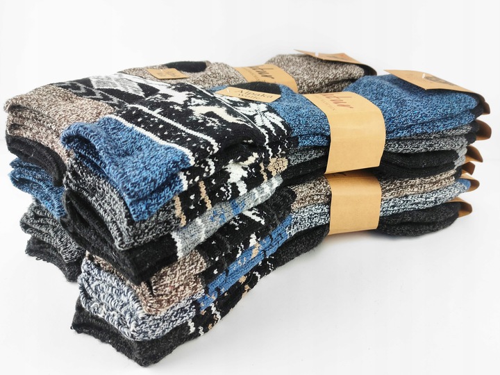 ALPAKA 3X GRUBE CIEPŁE BEZUCISKOWE skarpety 40-43 Wełniane Zimowe Termo