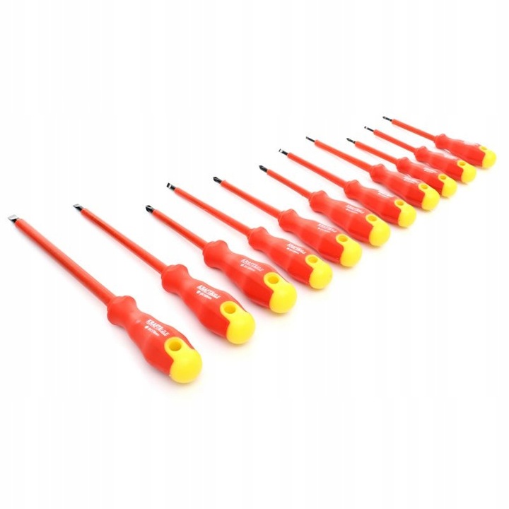 WKRĘTAKI ŚRUBOKRĘTY IZOLOWANE 11 ELEMENTÓW + WALIZKA RĄCZKA SOFT GRIP